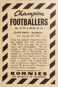 1954 Kornies Champion Footballers #28 Clive Philp Back